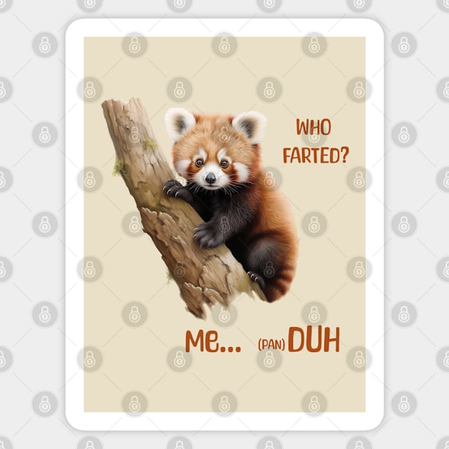 Who Farted? Funny red panda Magnet by Violet77 Studio